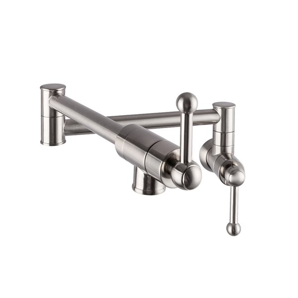 CASAINC Brushed Nickel 2-Handle Wall Mount Pull-Down Handle/Lever Residential Kitchen Faucet