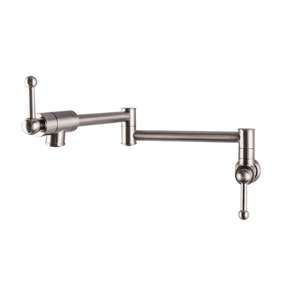 CASAINC Brushed Nickel 2-Handle Wall Mount Pull-Down Handle/Lever Residential Kitchen Faucet