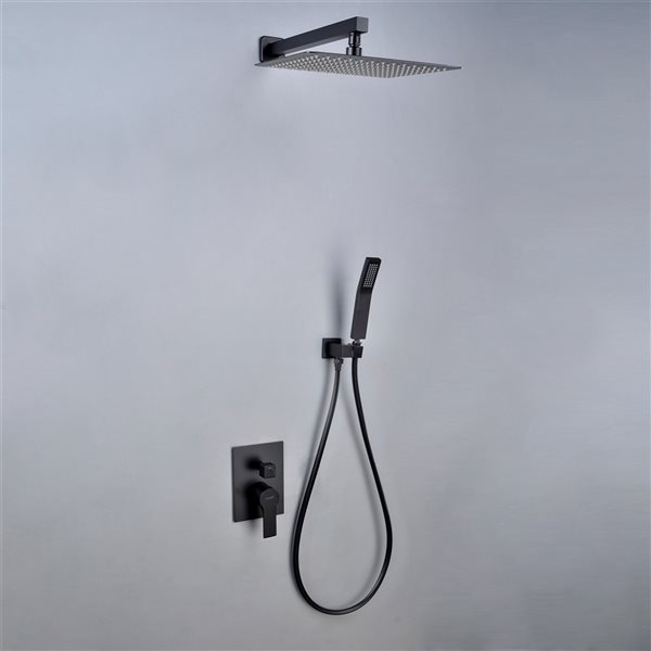 CASAINC Matte Black 10-in Built-In Shower System with Rough-In Valve