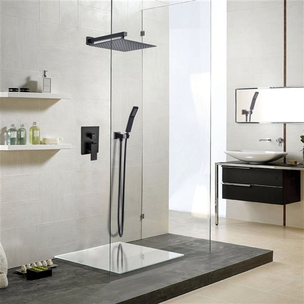 CASAINC Matte Black 10-in Built-In Shower System with Rough-In Valve