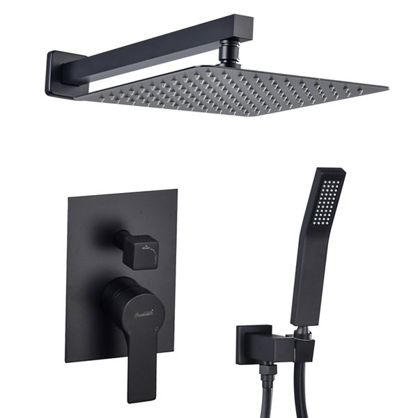 CASAINC Matte Black 10-in Built-In Shower System with Rough-In Valve
