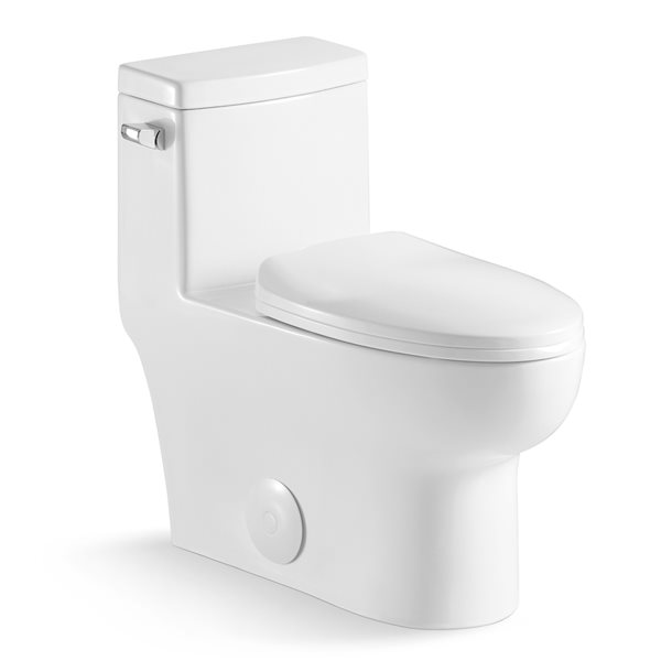 CASAINC White Compact Elongated Comfort Height 1-Piece Single Flush ...