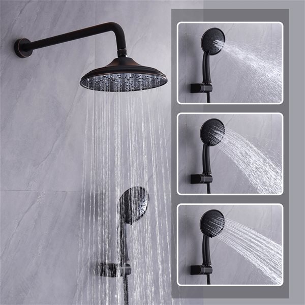 CASAINC Oil-Rubbed Bronze Wall Mount Built-In Shower System with Pressure Balanced Valve