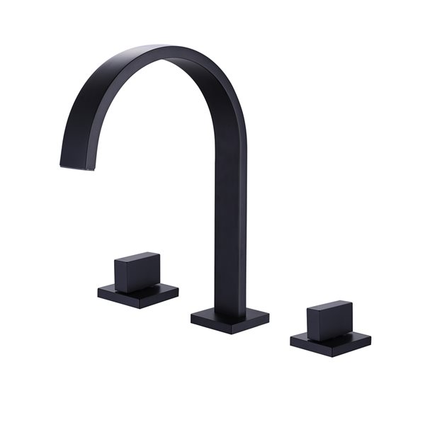 CASAINC Matte Black 2-Handle Widespread High-Arc Bathroom Sink Faucet