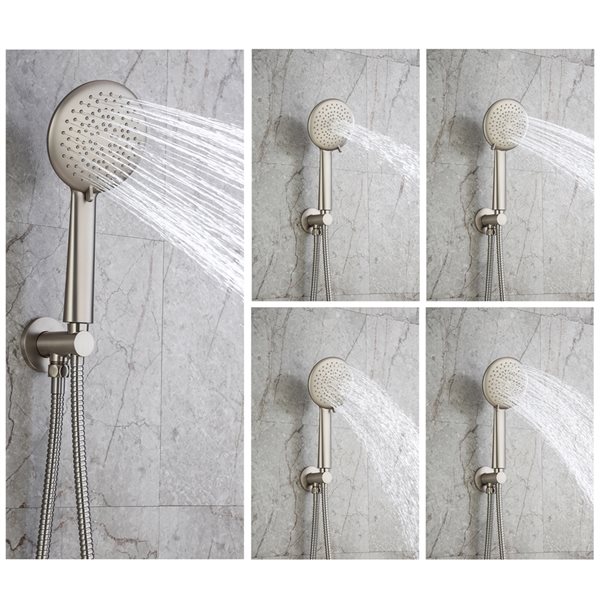 CASAINC Round Brushed Nickel Wall Mount Built-In Shower System with Pressure Balanced Valve