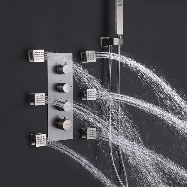 CASAINC Brushed Nickel 12-in 6-Spray Built-In Shower System