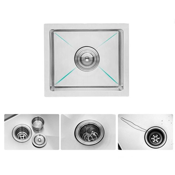 CASAINC Undermount 14-in x 18-in Stainless Steel Single Bowl Kitchen Sink