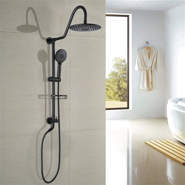 CASAINC Matte Black 9-in Wall Mount Shower Bar System