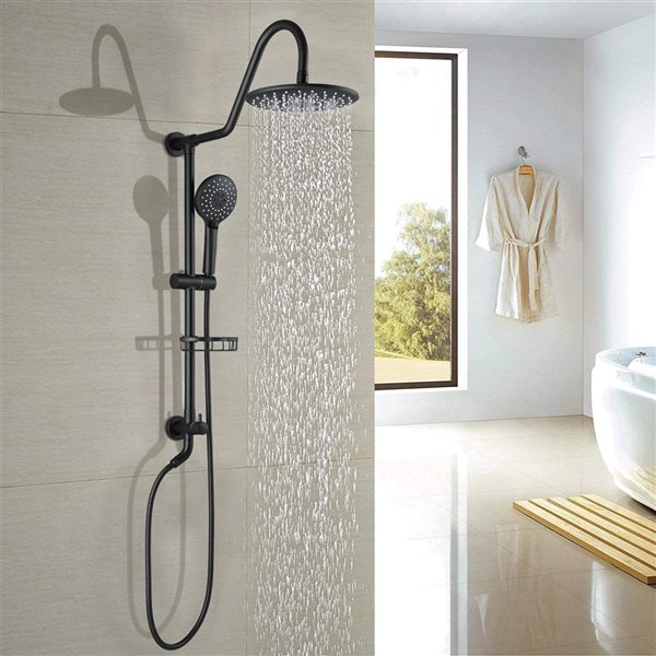 CASAINC Matte Black 9-in Wall Mount Shower Bar System