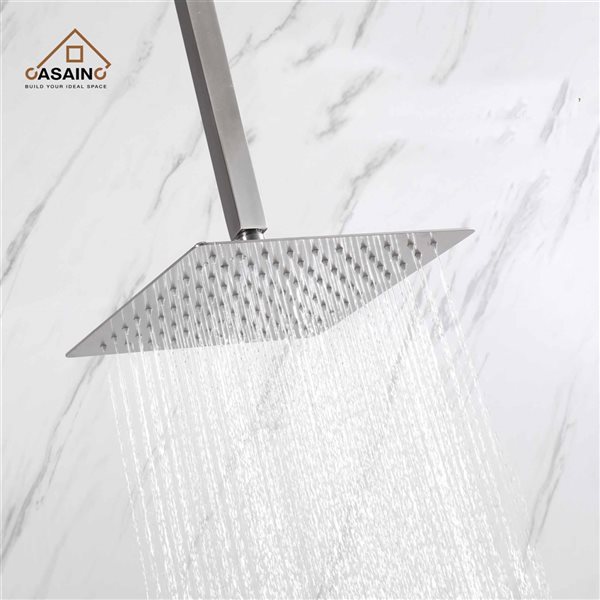 CASAINC Brushed Nickel Ceiling Mount 10-in 2-Function Built-In Shower System