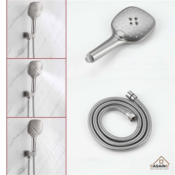 CASAINC Brushed Nickel Ceiling Mount 10-in 2-Function Built-In Shower System