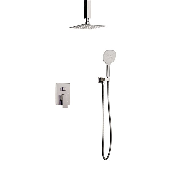 CASAINC Brushed Nickel Ceiling Mount 10-in 2-Function Built-In Shower System