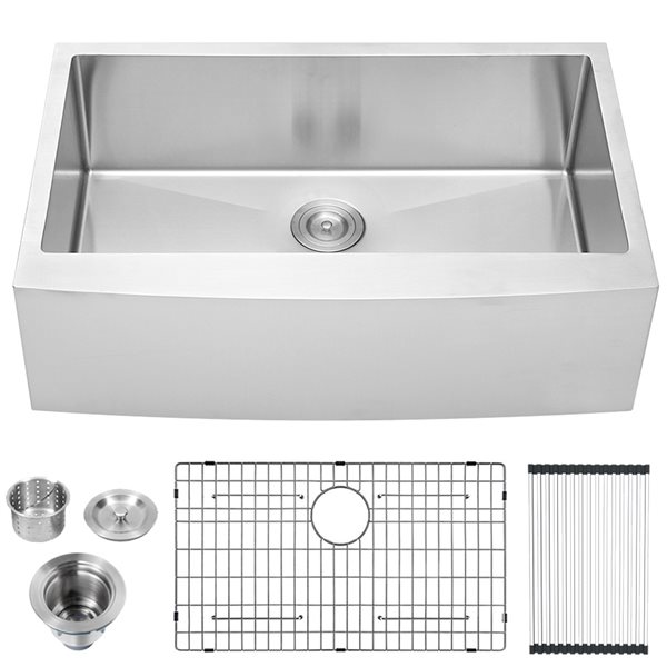 CASAINC Farmhouse Apron Front 36-in x 21-in Stainless Steel Single Bowl ...