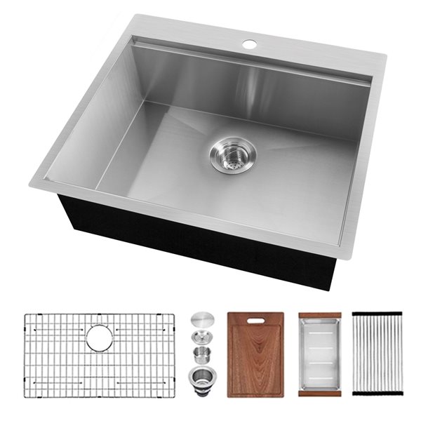 CASAINC Drop In 25 In X 22 In Stainless Steel Single Bowl Kitchen Sink   330941988 MainImage 001 L 