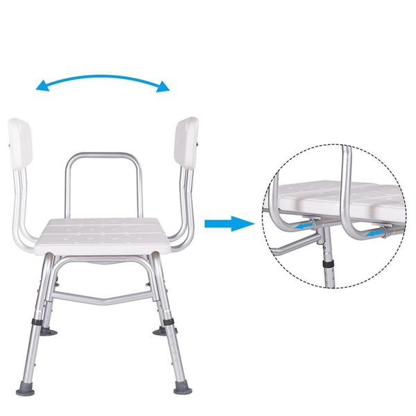 CASAINC White Plastic Freestanding Transfer Seat with Adjustable Arm