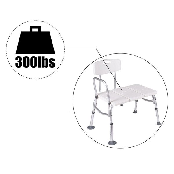 CASAINC White Plastic Freestanding Transfer Seat with Adjustable Arm