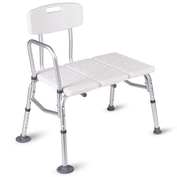 CASAINC White Plastic Freestanding Transfer Seat with Adjustable Arm