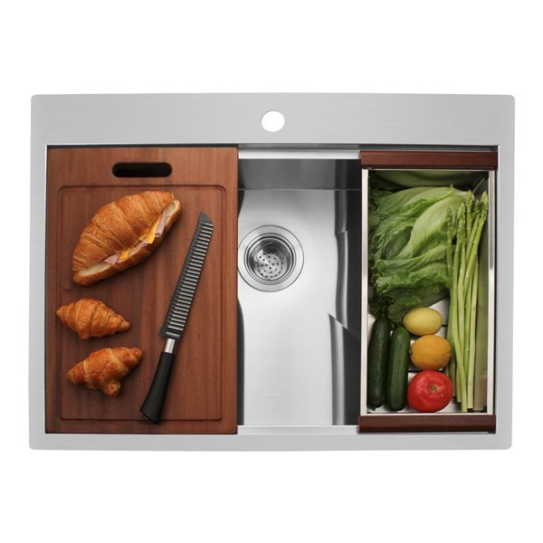 CASAINC Drop-In 28-in x 22-in Stainless Steel Single Bowl Kitchen Sink