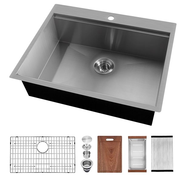 CASAINC Drop-In 28-in x 22-in Stainless Steel Single Bowl Kitchen Sink