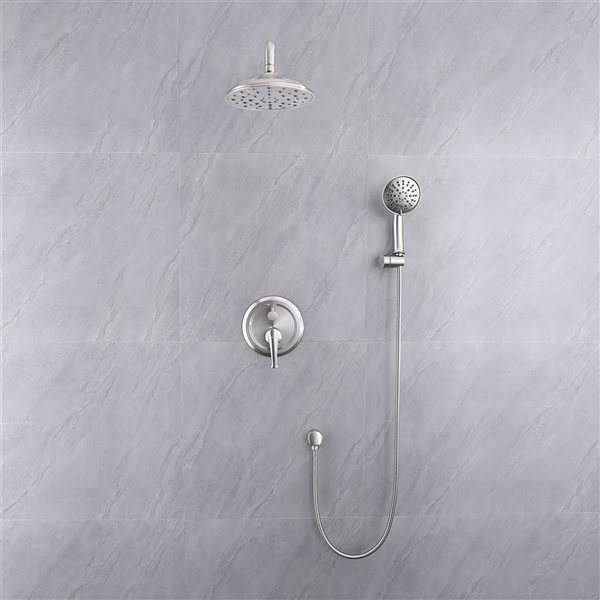 CASAINC Brushed Nickel Built-In Wall Mount Shower System with Pressure Balanced Valve