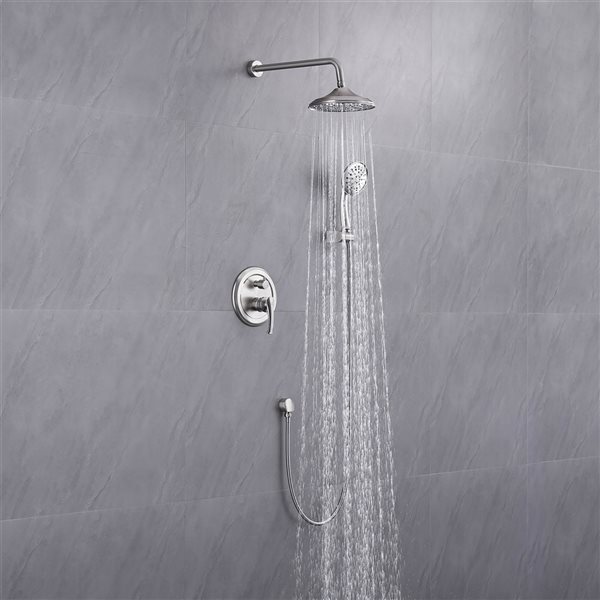CASAINC Brushed Nickel Built-In Wall Mount Shower System with Pressure Balanced Valve