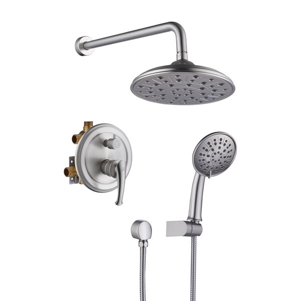 CASAINC Brushed Nickel Built-In Wall Mount Shower System with Pressure Balanced Valve