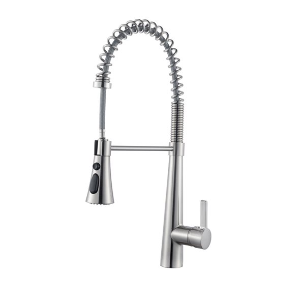 CASAINC Brushed Nickel Pull-Down 1-Handle Deck Mount Handle/Lever Residential Kitchen Faucet
