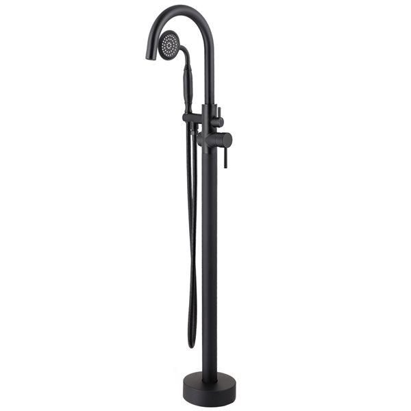 CASAINC Matte Black Residential Freestanding 2-Handle Bathtub Faucet with Hand Shower