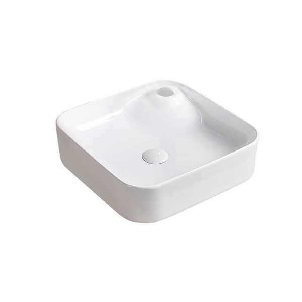 17 CASAINC White Ceramic Vessel Square Bathroom Sink with Overflow Drain ...