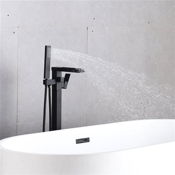 CASAINC Freestanding Matte Black 1-Handle Residential Bathtub Faucet ...