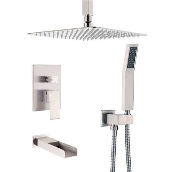 CASAINC Brushed Nickel 10-in Ceiling Mount Built-In Shower System