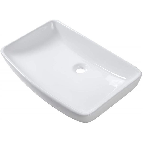 CASAINC White Ceramic Vessel Rectangular Bathroom Sink (24-in x 15-in)