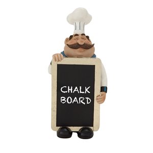 Grayson Lane Traditional White Polystone Chef with Chalkboard Tabletop Decoration