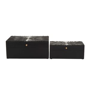 CosmoLiving by Cosmopolitan Black Wood Contemporary Box - Set of 2