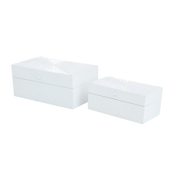 CosmoLiving by Cosmopolitan White Wood Contemporary Box - Set of 2