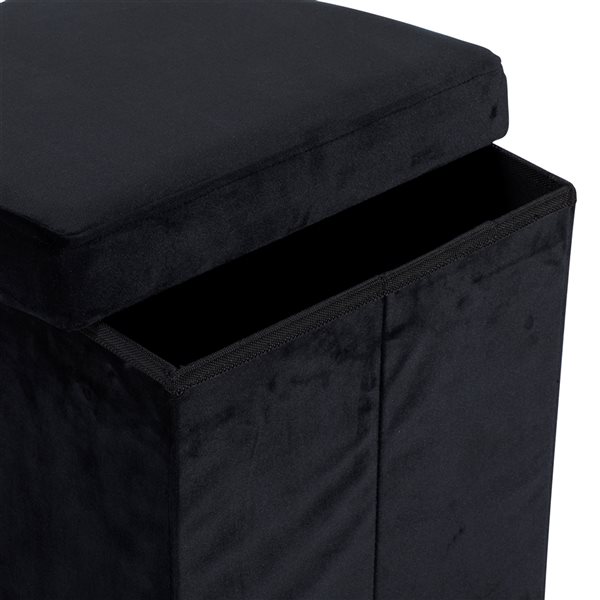 Grayson Lane Modern Black Polyester Square Integrated Storage Ottoman