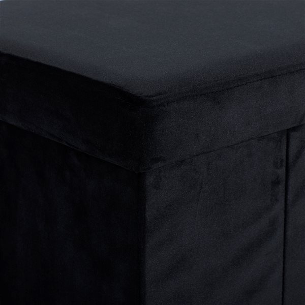 Grayson Lane Modern Black Polyester Square Integrated Storage Ottoman