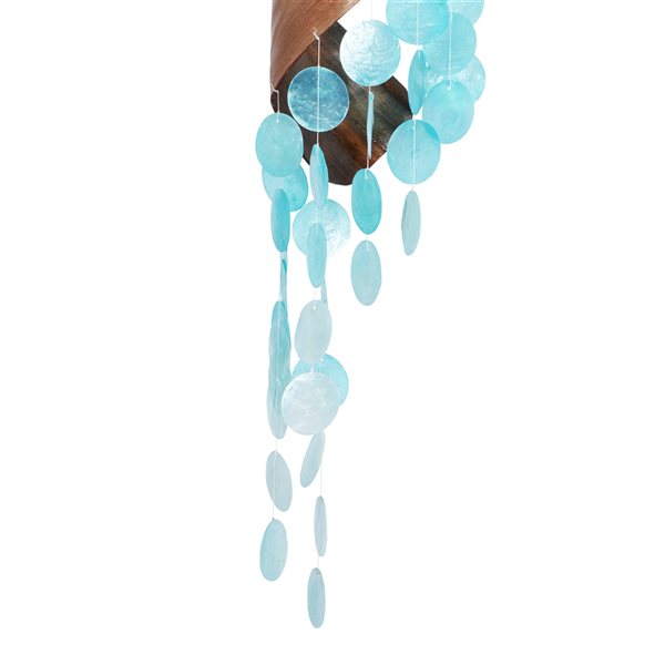 Grayson Lane 27-in Blue Capiz Shell Wind Chime with Coconut Canopy