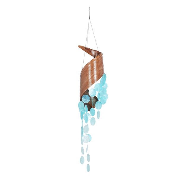 Grayson Lane 27-in Blue Capiz Shell Wind Chime with Coconut Canopy