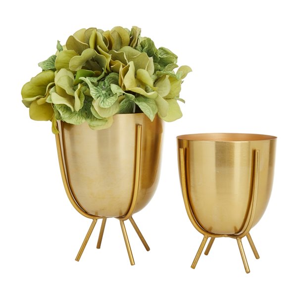 Cosmoliving by Cosmopolitan 4-in x 6-in Gold Iron Contemporary Planters - Set of 2