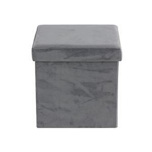 Grayson Lane Modern Grey Polyester Square Integrated Storage Ottoman