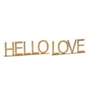Grayson Lane Traditional Gold Metal Hello/Love Sign Tabletop Decoration - Set of 2
