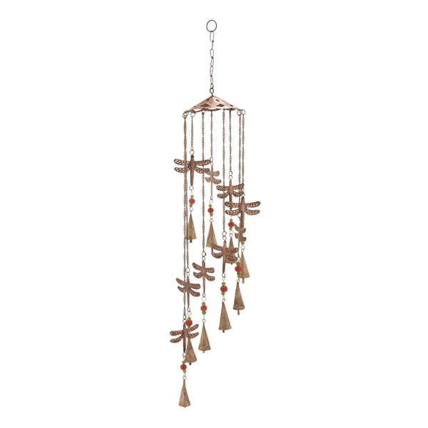 Grayson Lane 36-in Gold Metal Dragonfly Wind Chime with Wind Catchers ...