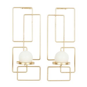 Grayson Lane 1-Candle Gold Metal Sconce Candle Holders - Set of 2