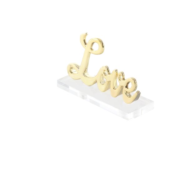 Grayson Lane Glam Clear and Gold Acrylic/Aluminum Love Sign Tabletop Decoration - Set of 2