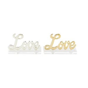 Grayson Lane Glam Clear and Gold Acrylic/Aluminum Love Sign Tabletop Decoration - Set of 2