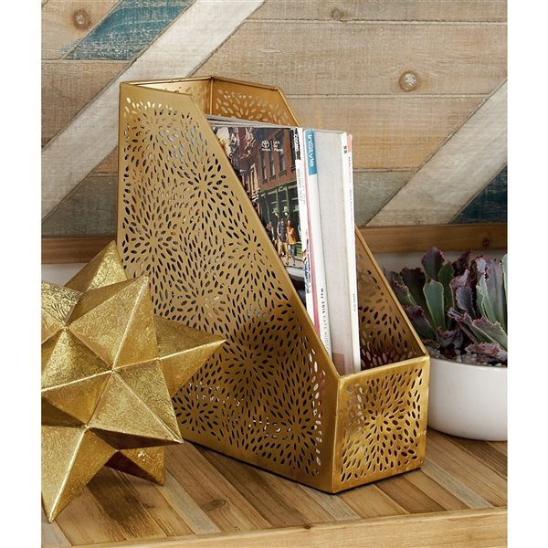 CosmoLiving by Cosmopolitan Gold Magazine Holder 363857 RONA