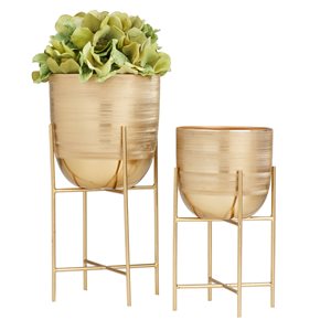 Grayson Lane 6-in x 12-in Gold Iron Modern Planters - Set of 2