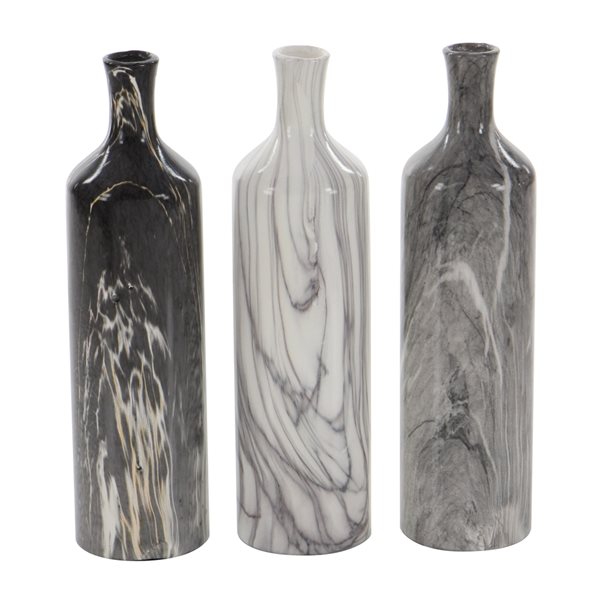 CosmoLiving by Cosmopolitan Grey Contemporary Vase - Set of 3