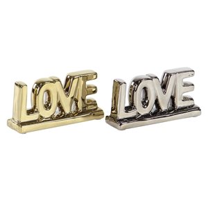 Grayson Lane Glam Silver/Gold Porcelain Love Sign Tabletop Decoration - Set of 2